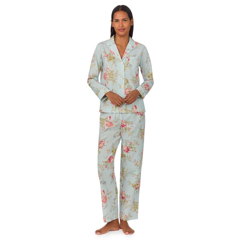 Lauren Ralph Lauren Classic Woven L/S Notch Collar Pajama Set image number 3